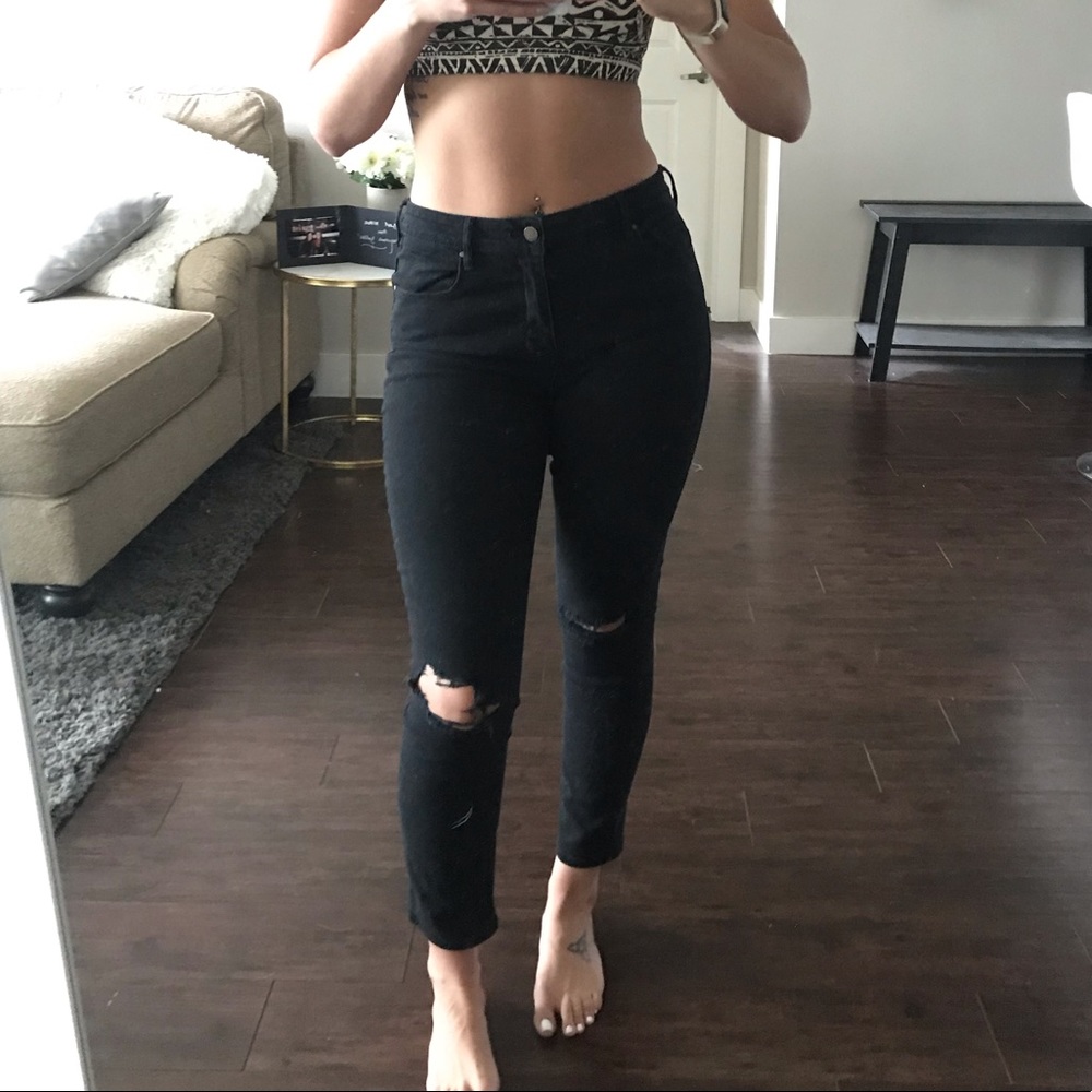Distressed Mid-Rise Jeans